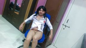 Sweet and sexy sissy crossdresser femboy Sweet Lollipop in a Nurse uniform gets crazy in a break.