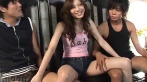 Exciting Asahi Triad Encounter with Two Guys Her Pussy Hardcore Action