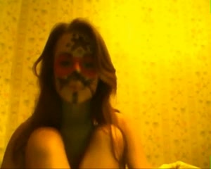 Ardent cute girl with weird makeup was teasing her fresh wet pussy