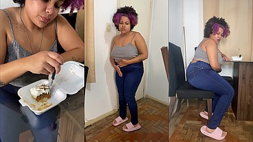 Milk Intolerant BBW farting after eating cake