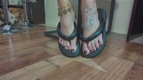 Ruslana - Man In Box Licks Black Flip Flops And Heels - Part 1