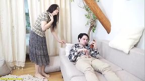 Nympho stepmom catches son jerking off for punishment