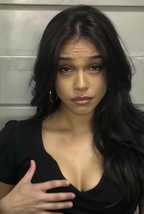 Curvy black pro babe plays with herself in an AI-generated scene