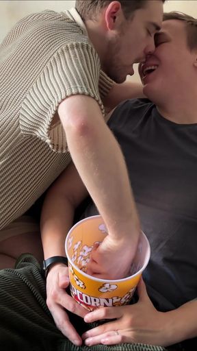 Movie night turned into make-out night... popcorn wasn't the only thing getting eaten