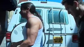 Busty British MILF double penetrated on road trip