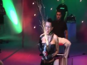 extreme bizarre fetish show on public stage