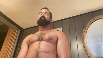 Sexy tattooed muscle stud gets bred by a group of hairy amateurs