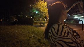 An exhibitionist came to a whore at the spot. She doesn't know what to do with him.