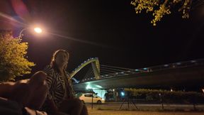 An exhibitionist came to a whore at the spot. She doesn't know what to do with him.