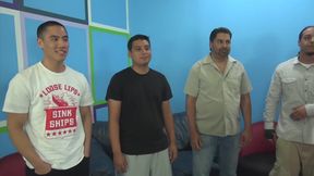 Three amazing babes share one dick
