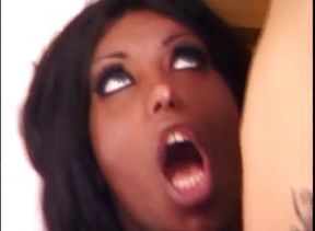 A white guy has a big trouble in the back with a black shemale