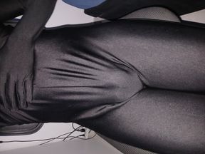 Have Fun in Black zentai suit at home