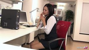 asian secretary teen seduce to double blowjob for two old guys in office after intense clit play orgasm in japan