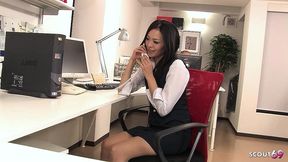 asian secretary teen seduce to double blowjob for two old guys in office after intense clit play orgasm in japan