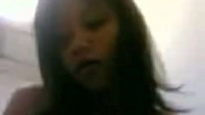 Teeny Thai girlfriend with natural tits shakes them while riding me
