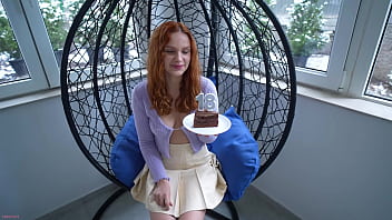 Redhead beauty got a cup of sperm for her birthday - Verlonis