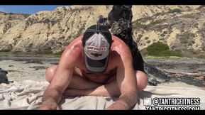 Naked Stretching on the Beach
