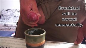 Hot wife drinks coffee with surprise cum-filled creamer