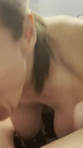 Granny with Saggy Mature Boobs Really Enjoys Sucking Dick Dry to the Bone!