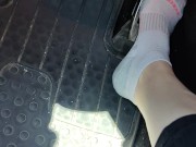 Pedal pumping my mini Cooper wearing ankle socks