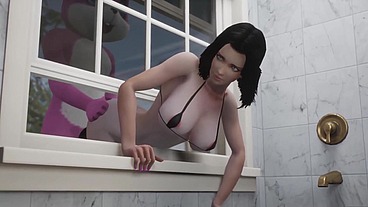 Furry anal on the window
