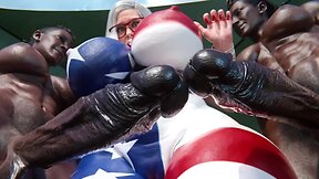 Hot mature American granny gets fucked by two BBC bullies in a 3D futanari scene
