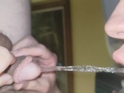 Pissing right into my mouth and drinking it all - Slow Motion