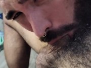 Deepthroat to a big dick on backstage