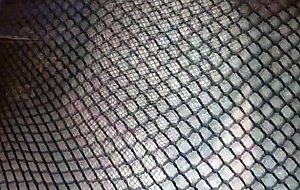 Masturbation in fishnet body