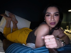 Black bull gets handjob and footjob from sensuous MILF