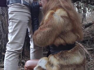 Outdoor sex with redhead teen in winter forest. Risky public bang - Otta Koi