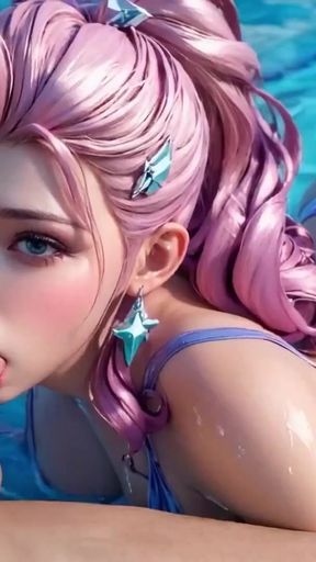 Powerful moment from &quot;League of Legends Seraphine cosplay Missionary Sex, Blowjob and Massive Facial Cumshot Uncensored&quot;