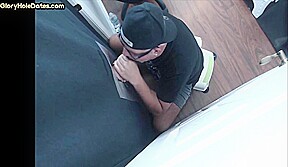 Gloryhole gay loves jerking big dick while sucking it