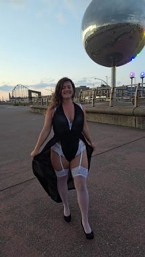 Naughty Wife Shows Off Her New Lingerie In Heels and See Through Clothes In Public