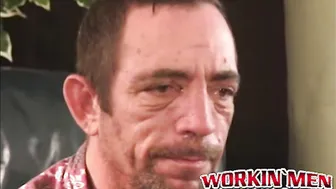 Blue collar mature man gives raw blowjob to twink