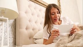 Perfectly innocent-looking Stephanie Moon touches herself in this video