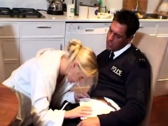 Horny cops team up to fuck a horny blonde housewife