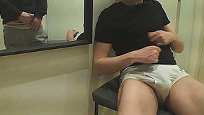 amateur boy pees a few drops on his flatmate s white briefs