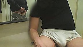 amateur boy pees a few drops on his flatmate s white briefs