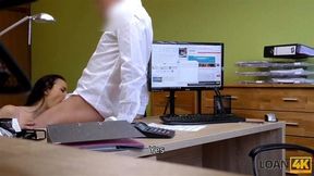 LOAN4K&period; Arousing teen practices dirty pussy penetration with the creditor