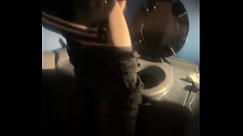 Amateur boy opens street public toilets, catches his ginger friend peeing and lends him a helping hand