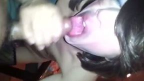 Filthy tranny bitch from nightclub is thirsty for my cum