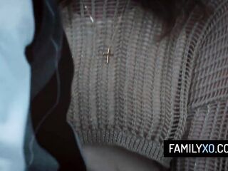 Breasty blond stepmother teaches her stepson and stepdaughter about sex