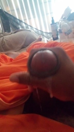 Wet and hard dick cums from under sheets