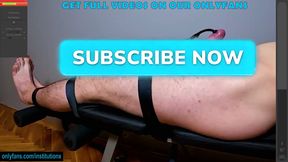Electro Orgasm Denial. He Struggles. His Cock Stands Straight Up and Leaks.