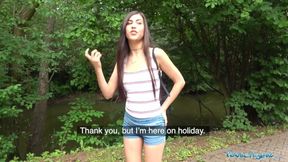Public Sex Horny sexy tourist sucks and fucks in secluded forest
