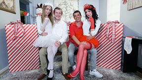Costumed Stepdaughters Swap Roles Xmas Eve - DaughterSwap