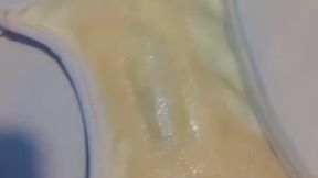 Creamy horny worn panties with wet juicy pussy after wearing