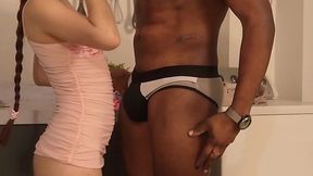 Step-cousin’s huge black cock makes her swallow every fucking inch—taboo interracial feast