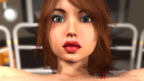 Slut gets her ass fucked by machine while deepthroating